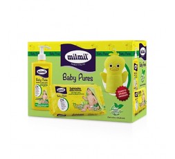 Milmil Cofanetto Baby Pures - Bagnetto Delicato Corpo & Capelli + Salviette Bimbo + Guanto Spugna