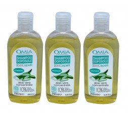 Set Da 3 pz. Omia Shampoo Capelli Doposole Aloe Vera  250 ml Idratante